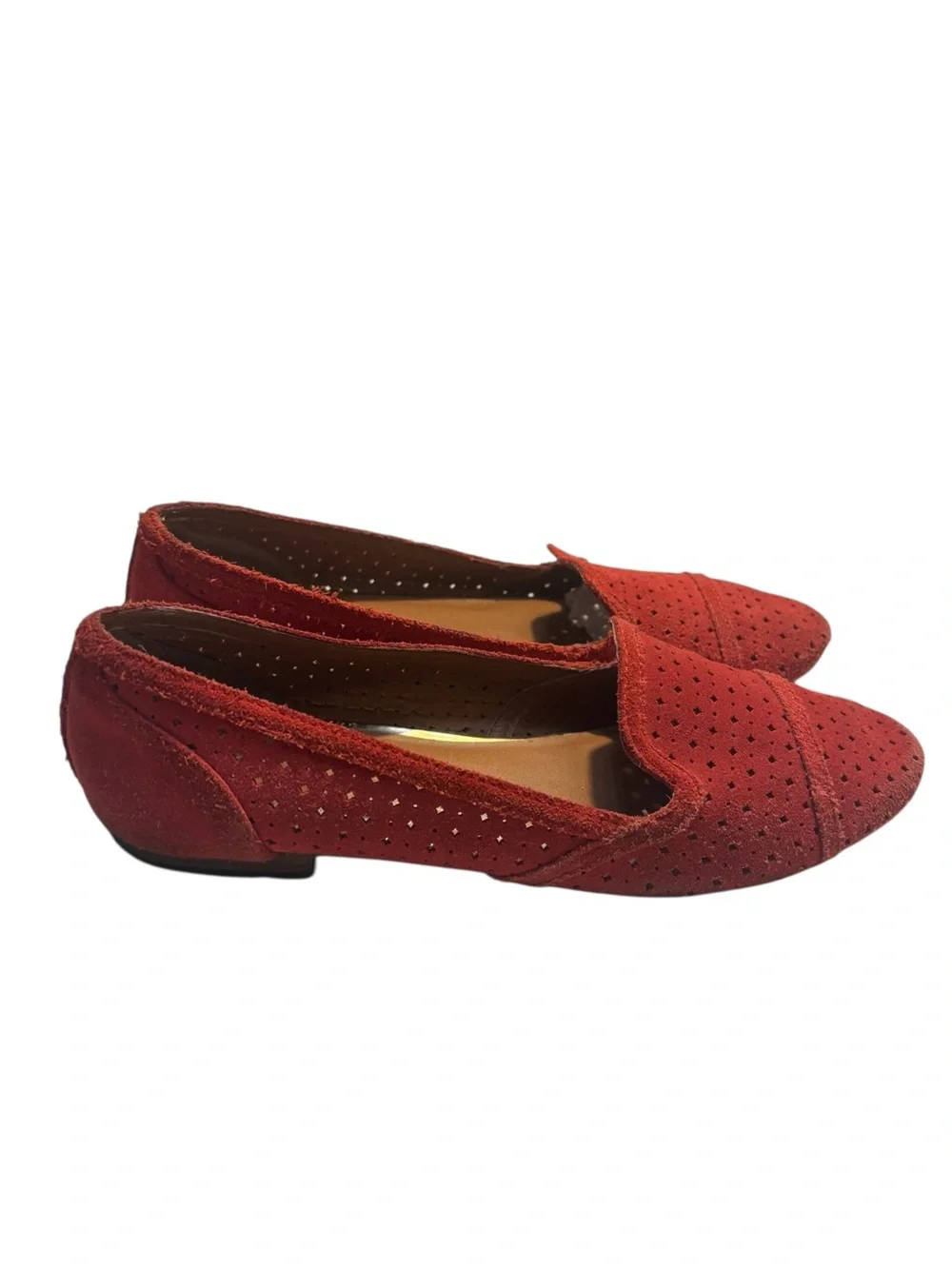 DV by Dolce Vita Loafers Size 7.5 Red Suede Laser-Cut Perforated Slip-On Flats